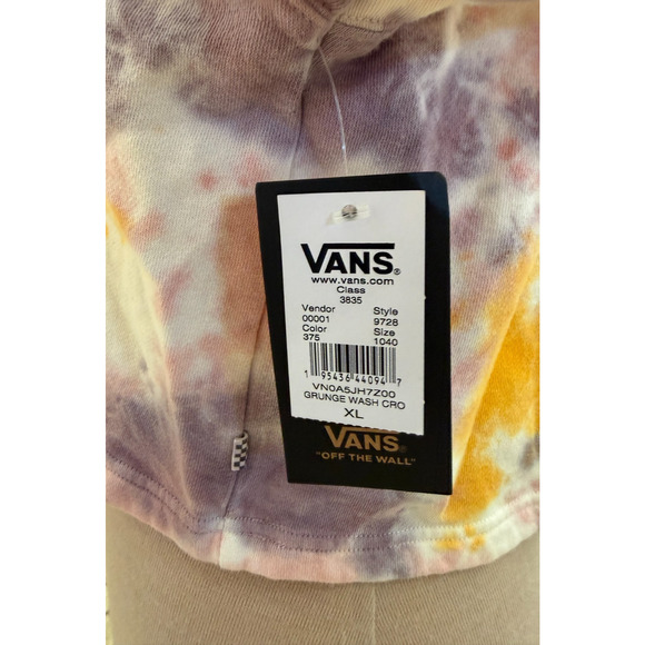 Vans XL Tie Dye Crop Crewneck Sweatshirt NWT Grunge Wash Style - Picture 3 of 3